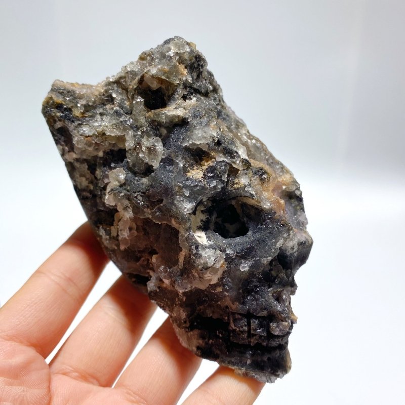 8 Pieces Purple Fluorite Skull Carving - Wholesale Crystals