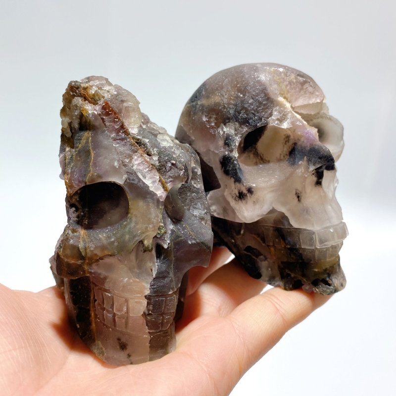 8 Pieces Purple Fluorite Skull Carving - Wholesale Crystals