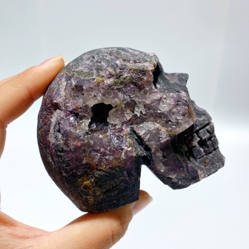 8 Pieces Purple Fluorite Skull Carving - Wholesale Crystals
