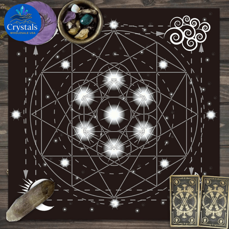 8 Vintage Rune Pentagram Tarot Tablecloth - Wholesale Crystals