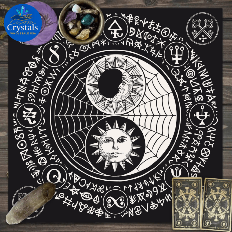 8 Vintage Rune Pentagram Tarot Tablecloth - Wholesale Crystals