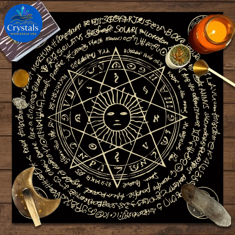 8 Vintage Rune Pentagram Tarot Tablecloth - Wholesale Crystals