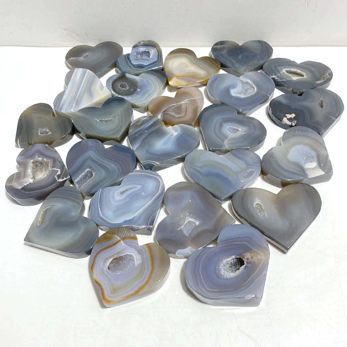 24 Pieces Geode Druzy Agate Heart