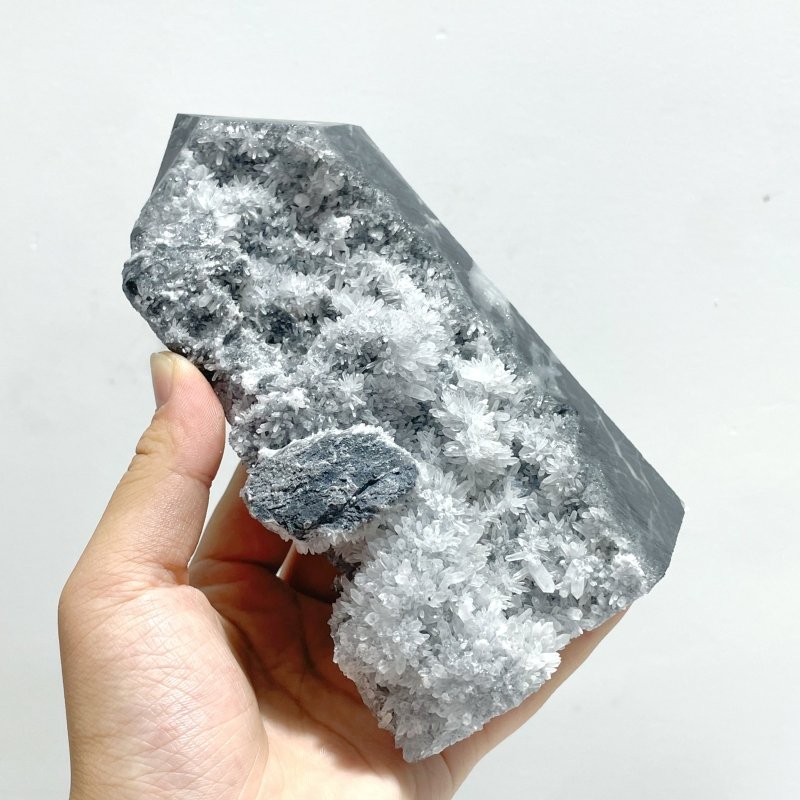 9 Pieces Black Clear Quartz Cluster Raw Side Point Tower - Wholesale Crystals