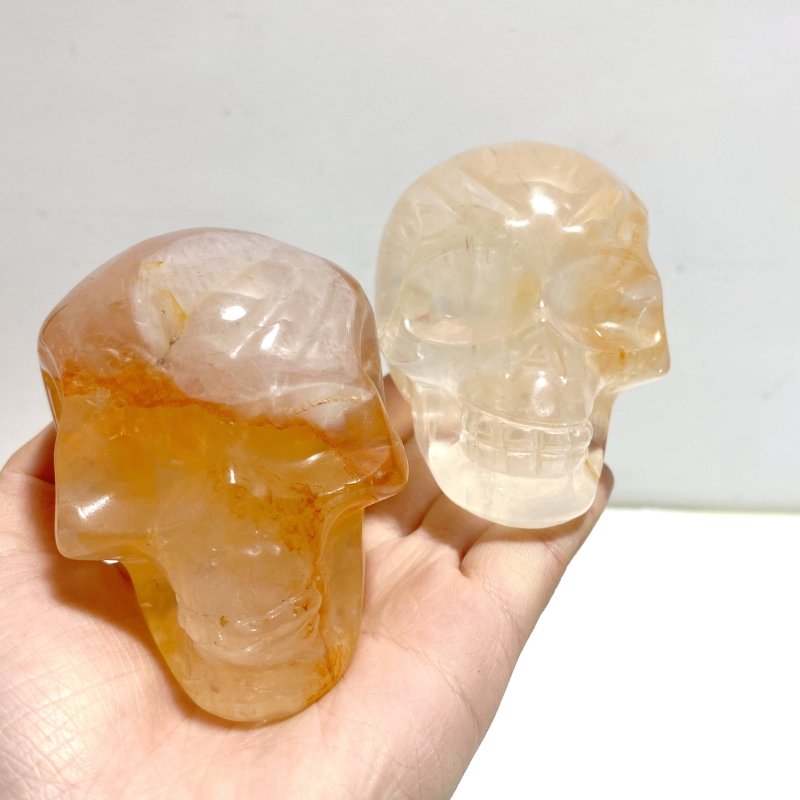 9 Pieces Hematoid Quartz Golden Fire Quartz Skull Carving - Wholesale Crystals