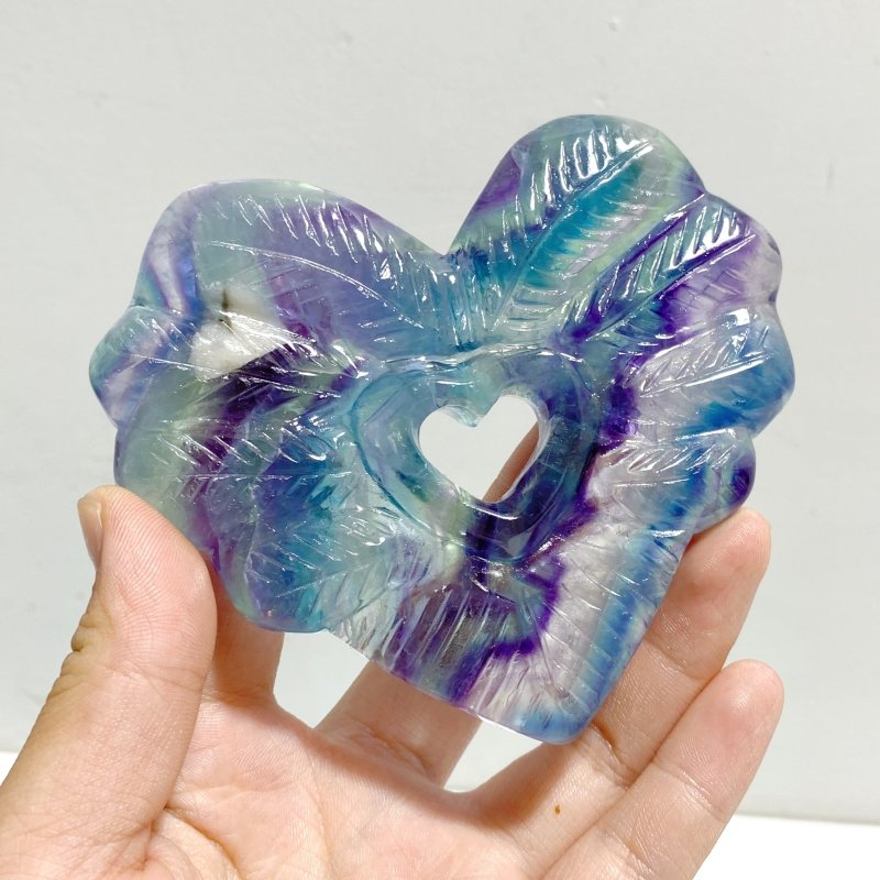 9 Pieces Rainbow Fluorite Heart With Stand - Wholesale Crystals