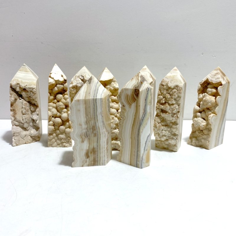 9 Pieces Stripe Yellow Calcite Points Raw Side - Wholesale Crystals