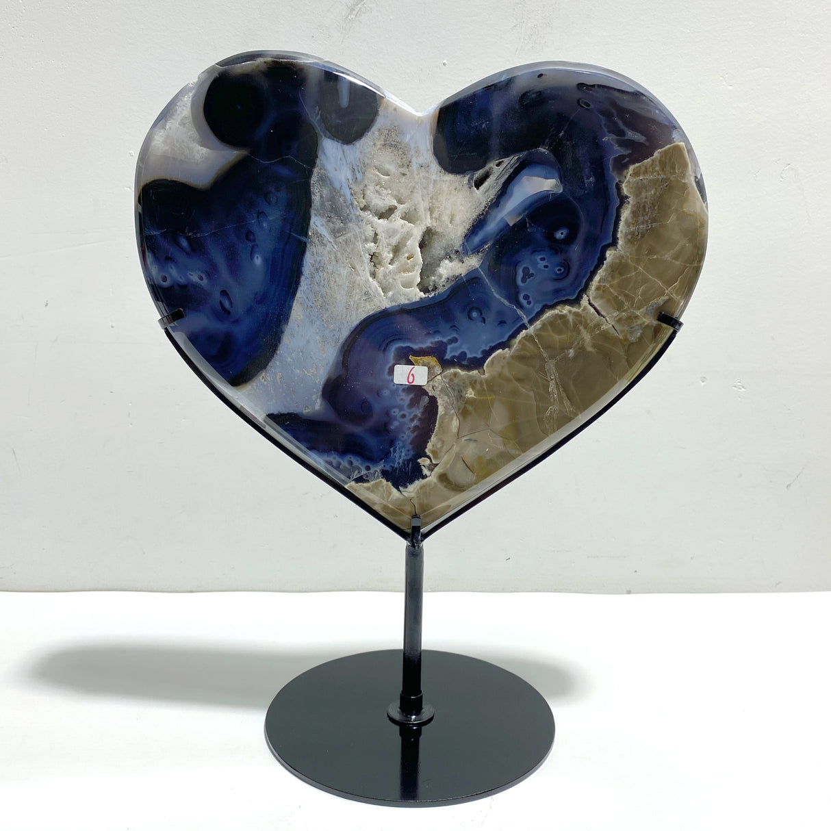 Large Volcano Agate Heart With Stand (UV-Reactive)