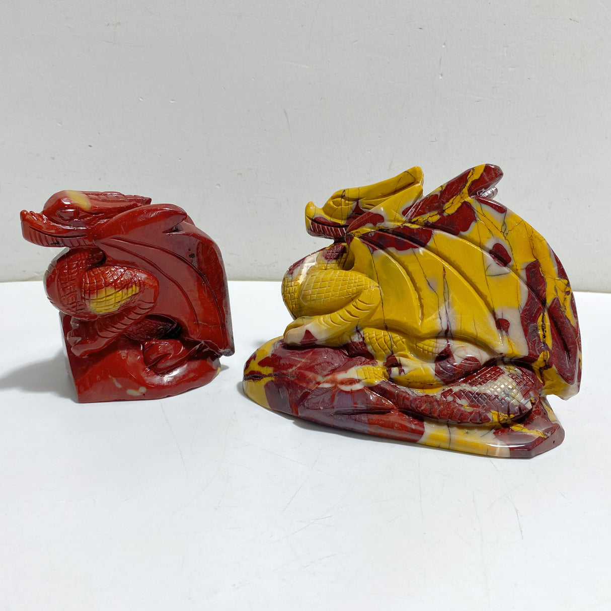 2 Pieces Mookaite Flying Dragon Castle Carving #2