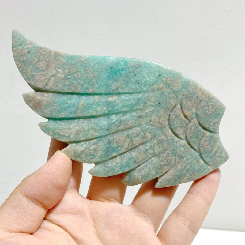 Amazonite Heart Wing Carving With Stand -Wholesale Crystals