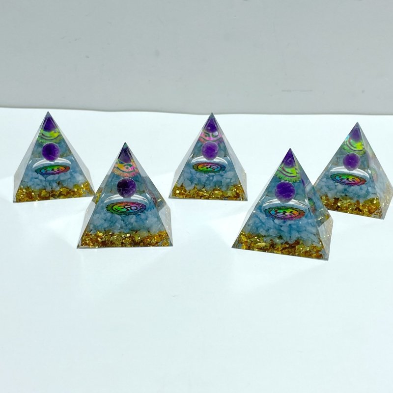 Amethyst Aquamarine Orgone Pyramid Wholesale - Wholesale Crystals