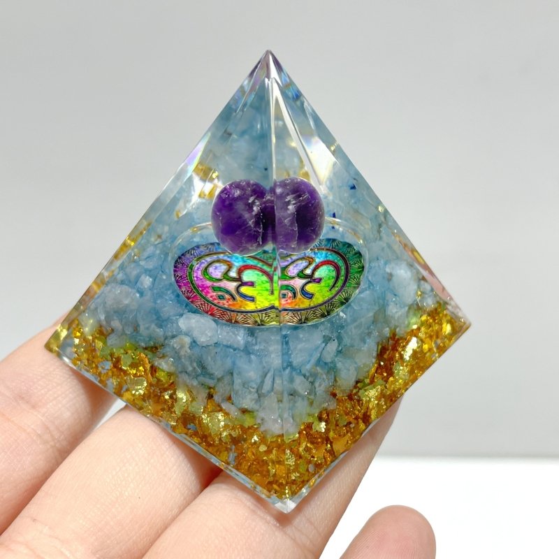 Amethyst Aquamarine Orgone Pyramid Wholesale - Wholesale Crystals