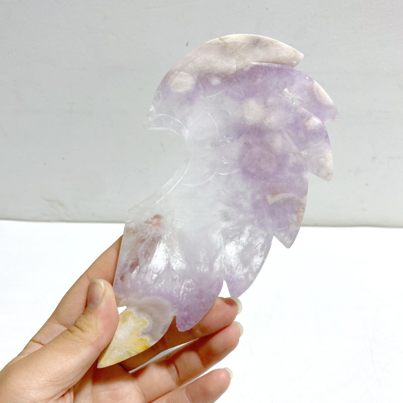 Amethyst Mixed Sakura Agate Heart Carving With Stand - Wholesale Crystals