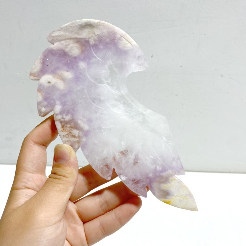Amethyst Mixed Sakura Agate Heart Carving With Stand - Wholesale Crystals