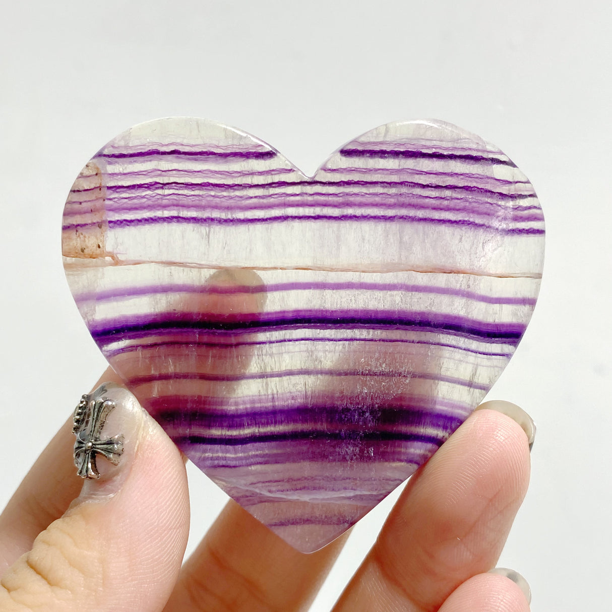 Unique Symmetrical Fluorite Heart Wing Carving With Stand