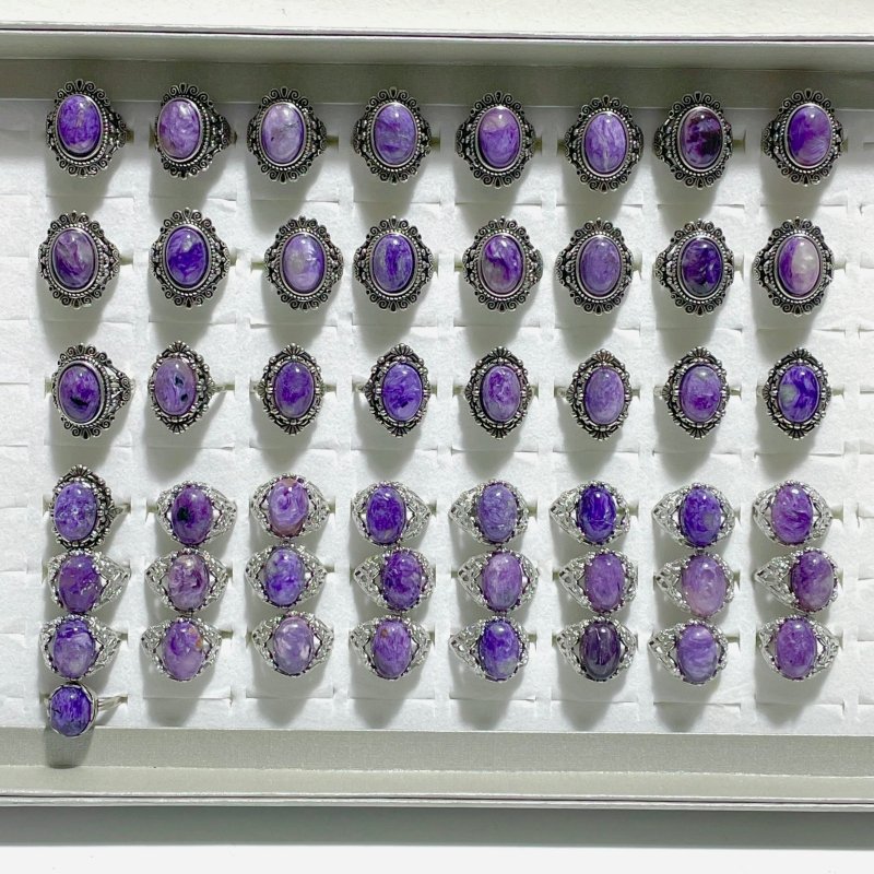Beautiful 49 Pieces Charoite Different Styles Ring 1 - Wholesale Crystals