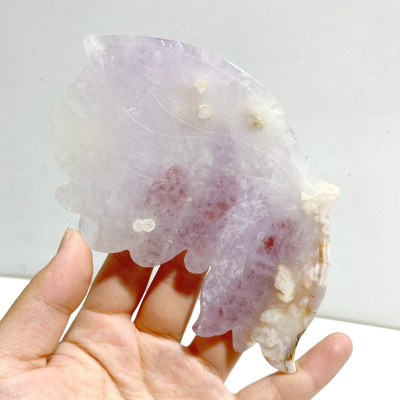 Beautiful Amethyst Mixed Sakura Agate Butterfly Wing Carving With Stand -Wholesale Crystals