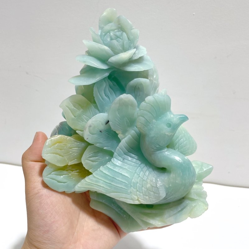 Beautiful Caribbean Calcite Peacock Carving - Wholesale Crystals