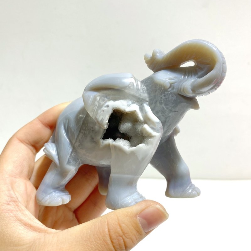 Beautiful Geode Agate Druzy Elephant Animal Carving - Wholesale Crystals