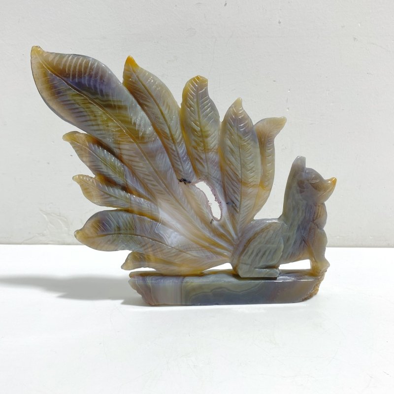 Beautiful Geode Agate Druzy Nine-tailed Fox Carving 21 -Wholesale Crystals