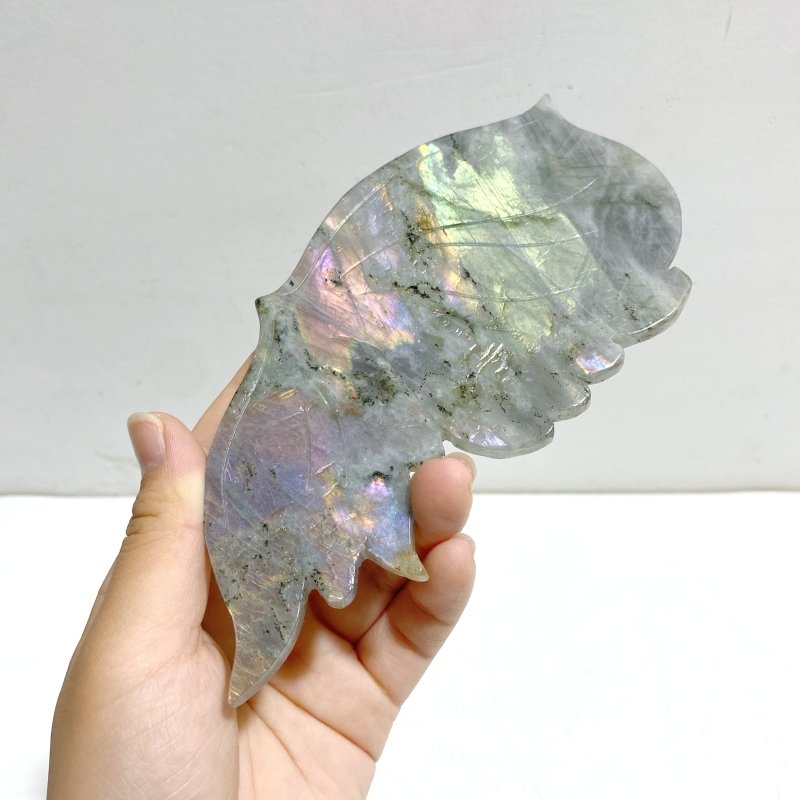 Beautiful Labradorite Butterfly Wing Carving With Stand - Wholesale Crystals