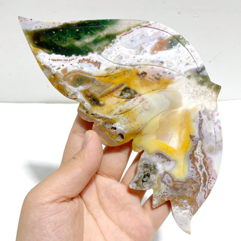 Beautiful Ocean Jasper Butterfly Wing Carving With Stand - Wholesale Crystals