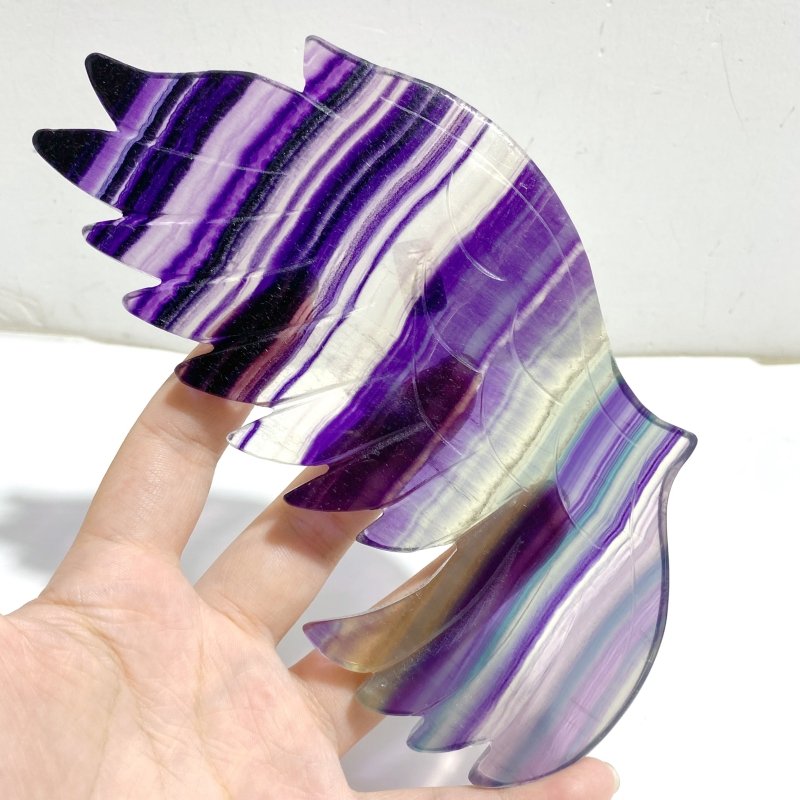 Beautiful Rainbow Fluorite Symmetry Owl Wing Carving With Stand -Wholesale Crystals