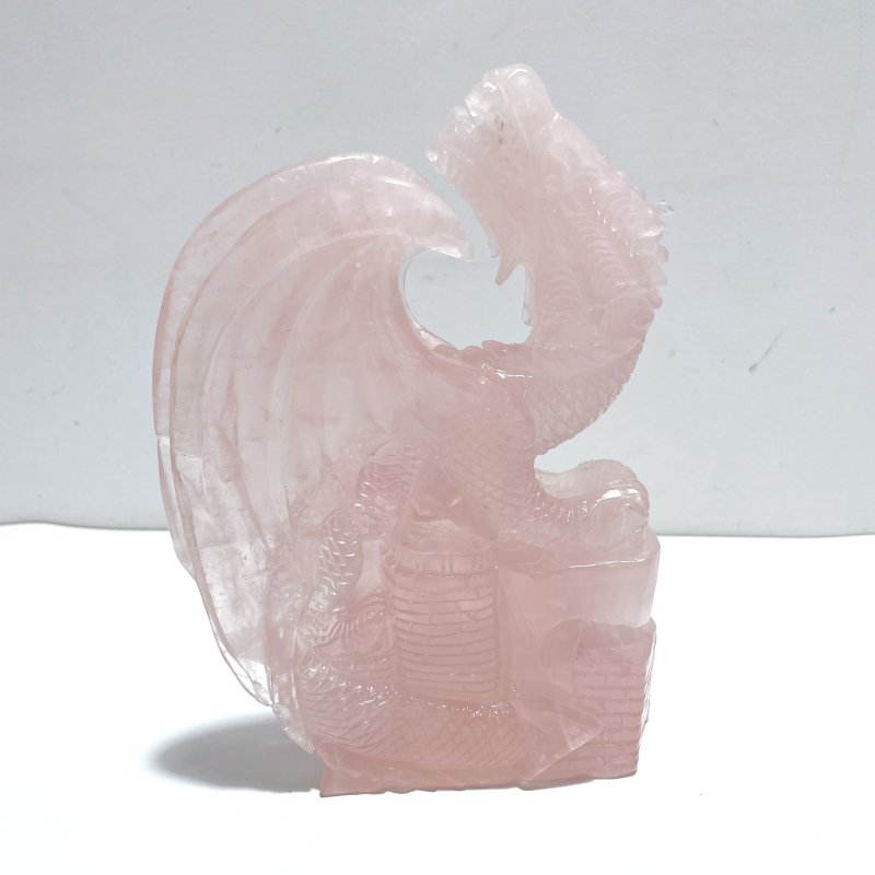 Beautiful Rose Quartz Flying Dragon Castle Carving - Wholesale Crystals
