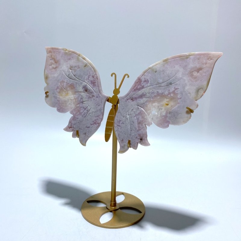 Beautiful Sakura Flower Agate Butterfly Wing Carving With Stand - Wholesale Crystals