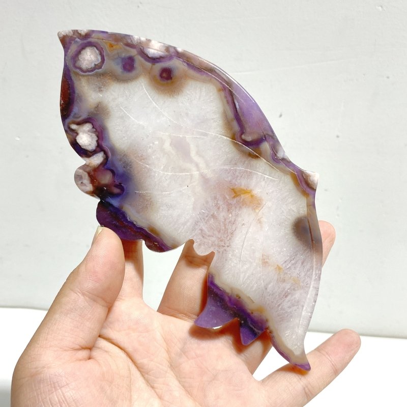 Beautiful Sakura Flower Agate Butterfly Wing Carving With Stand - Wholesale Crystals