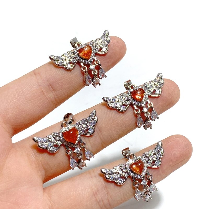 Beautiful Sunstone Heart Wing Pendants Wholesale - Wholesale Crystals