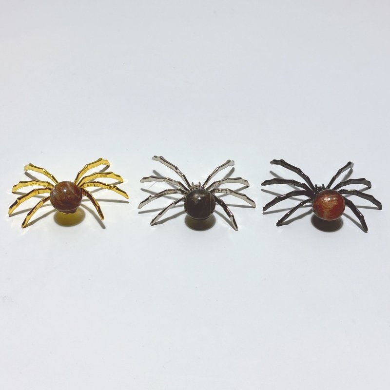 Black Sunstone Crystal Sphere Spider Ornament Handmade Alloy Spider Wholesale - Wholesale Crystals