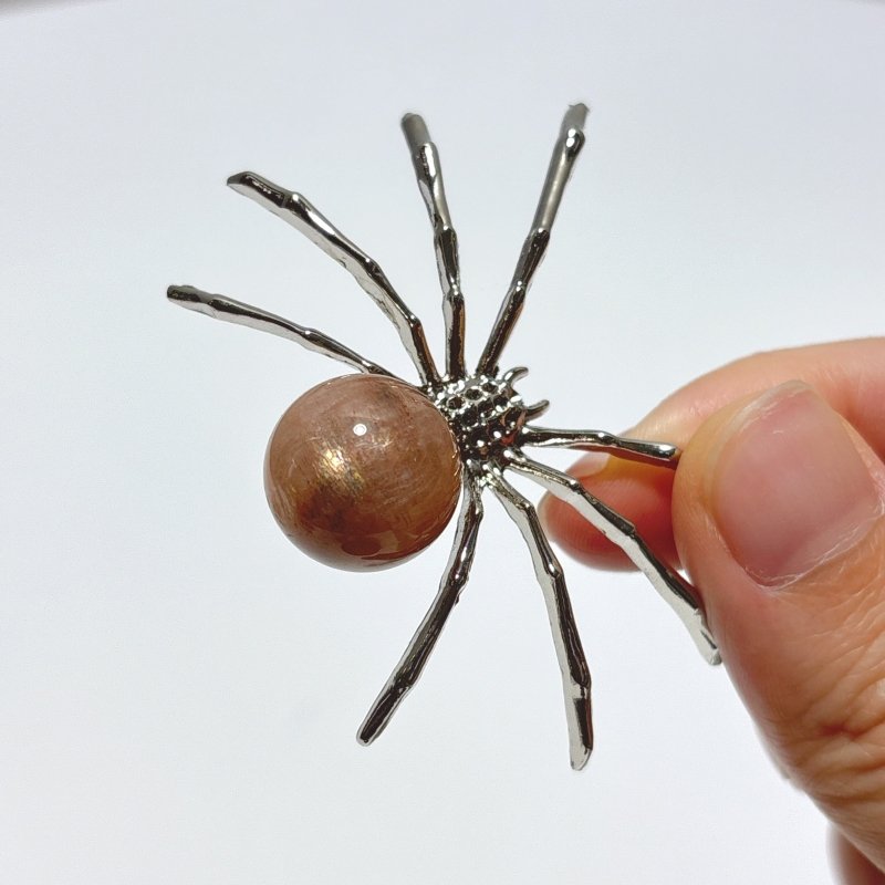 Black Sunstone Crystal Sphere Spider Ornament Handmade Alloy Spider Wholesale - Wholesale Crystals