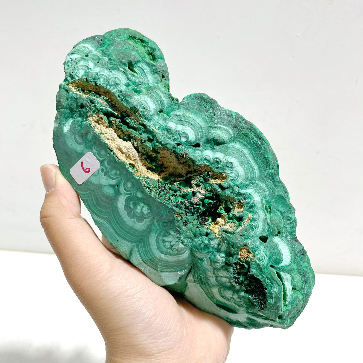 Unique Malachite Raw Bottom With Stand