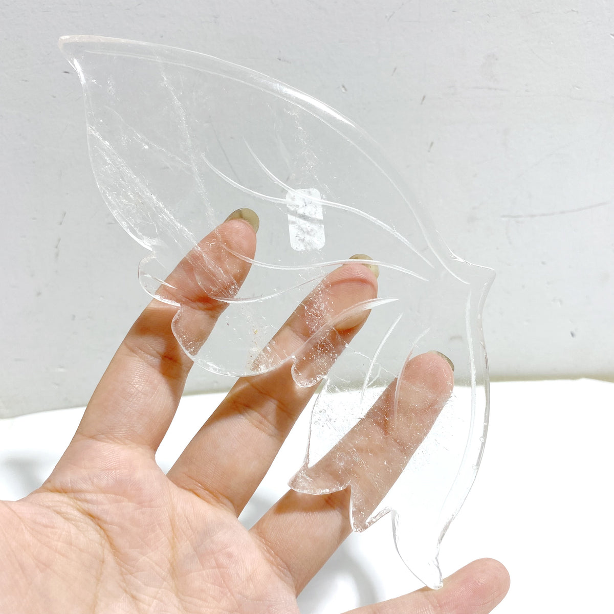 Clear Quartz Butterfly Wing Carving With Stand