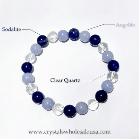 Clear Quartz Angelite Sodalite Bracelet Wholesale (Etsy Best - Selling Item) - Wholesale Crystals
