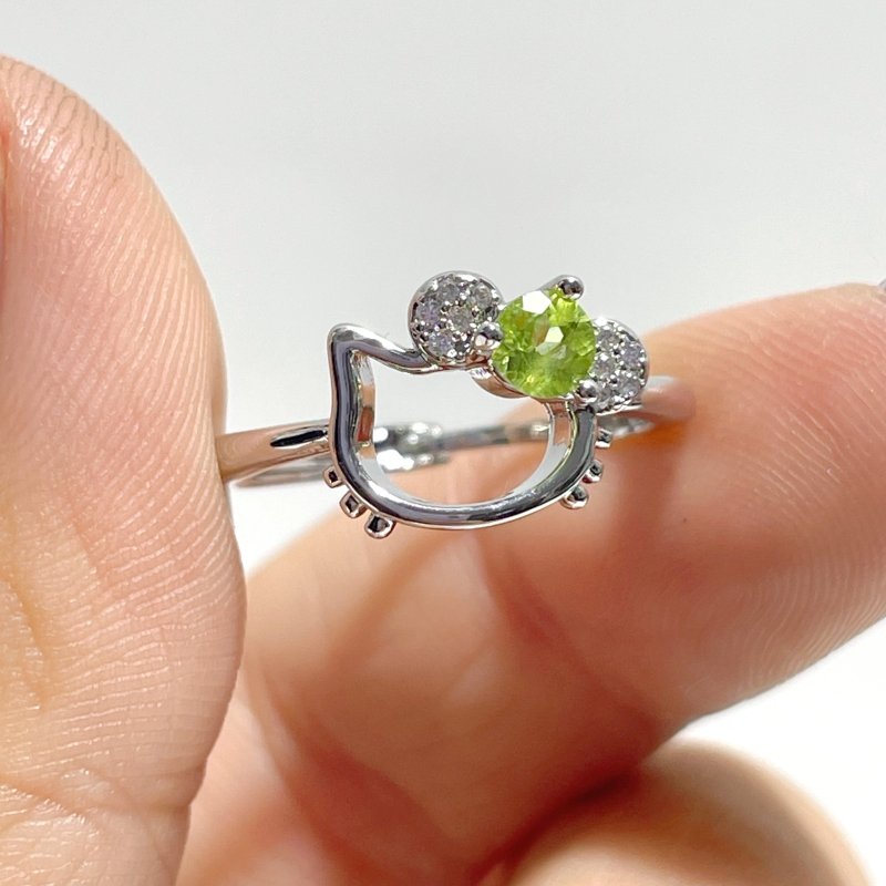Cut Faceted Peridot Rings Hello Kitty Shape Wholesale - Wholesale Crystals