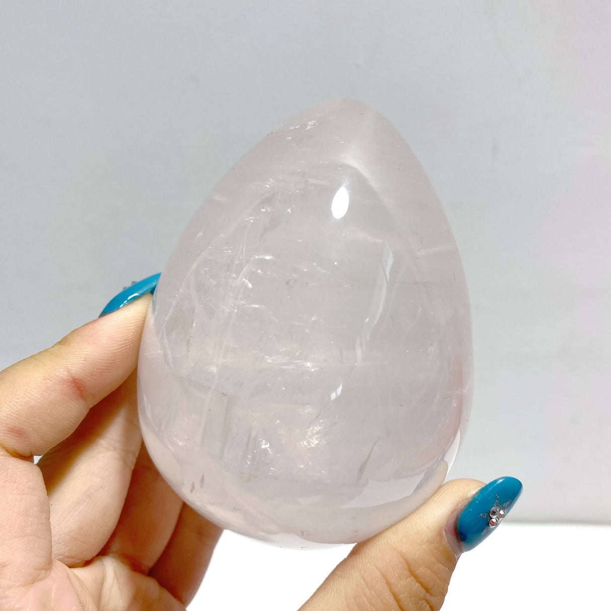 12 Pieces Six Star Line Rose Quartz Eggs With Rainbow