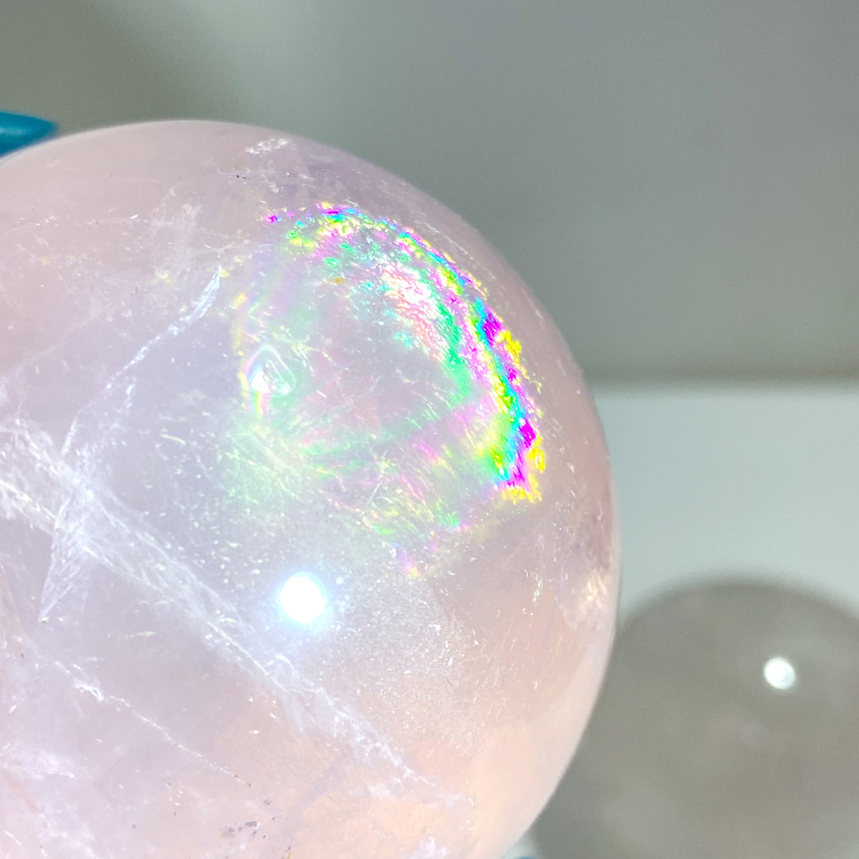 12 Pieces Six Star Line Rose Quartz Eggs With Rainbow
