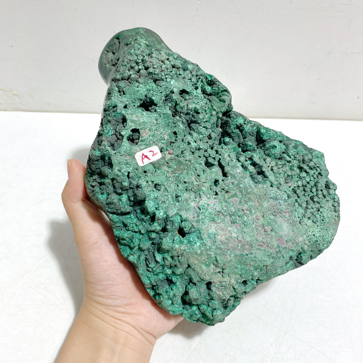 Unique High Quality Polished Malachite Stone Raw Bottom With Stand