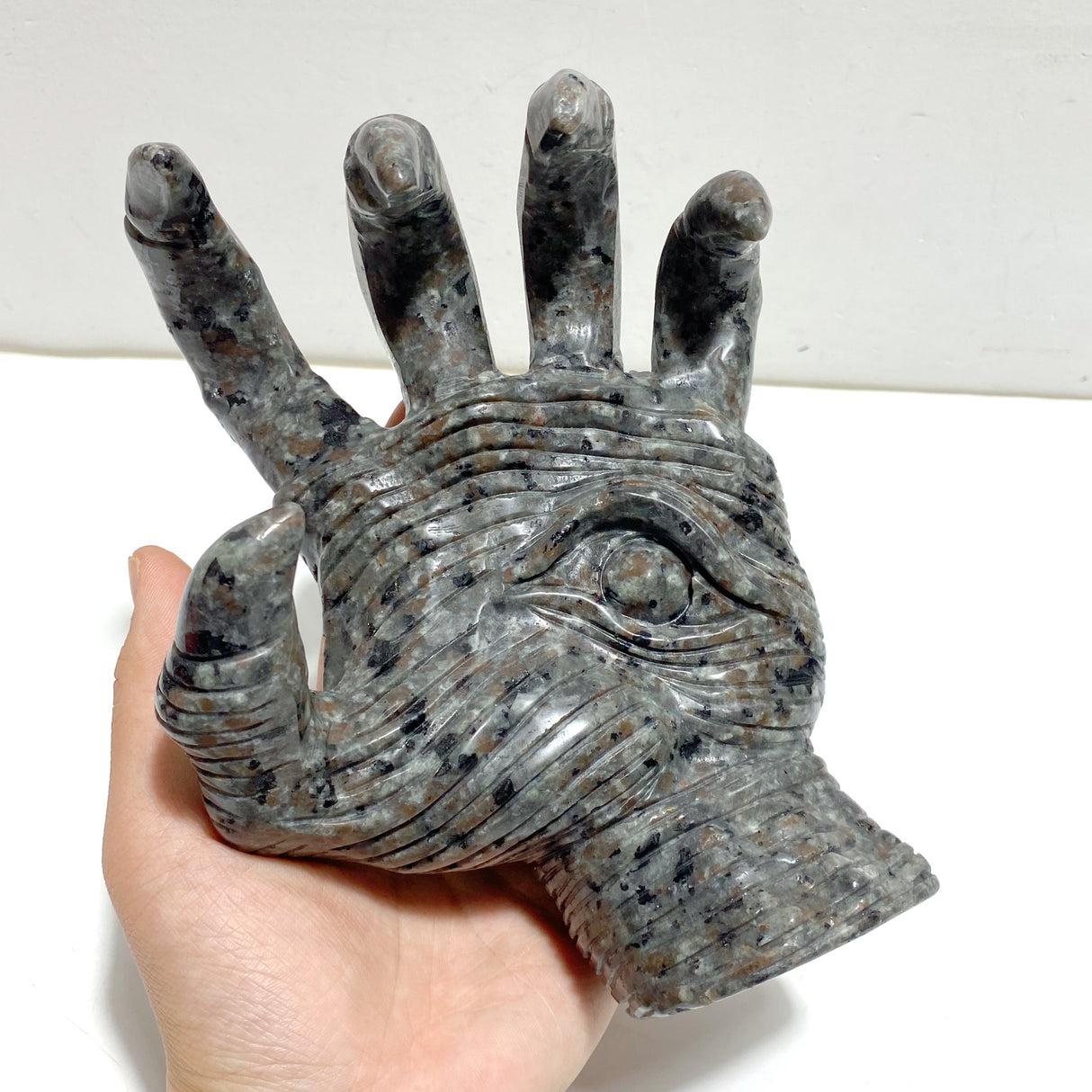 Yooperlite Stone Witchcore Demon Hand Carving