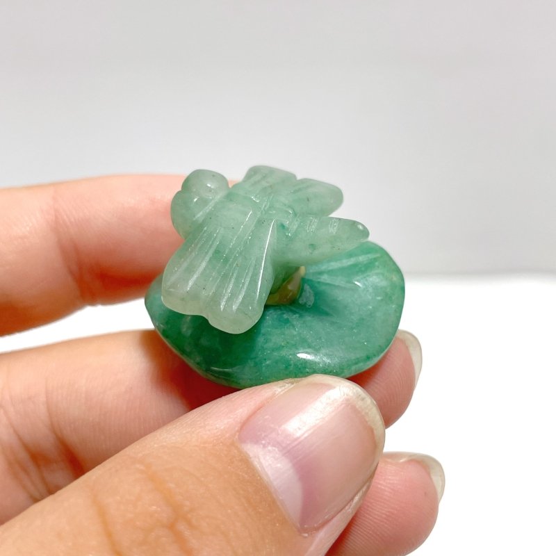 Dragonfly On Leaf Mini Carving Wholesale Green Aventurine - Wholesale Crystals