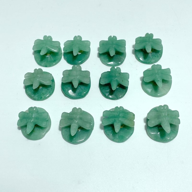 Dragonfly On Leaf Mini Carving Wholesale Green Aventurine - Wholesale Crystals