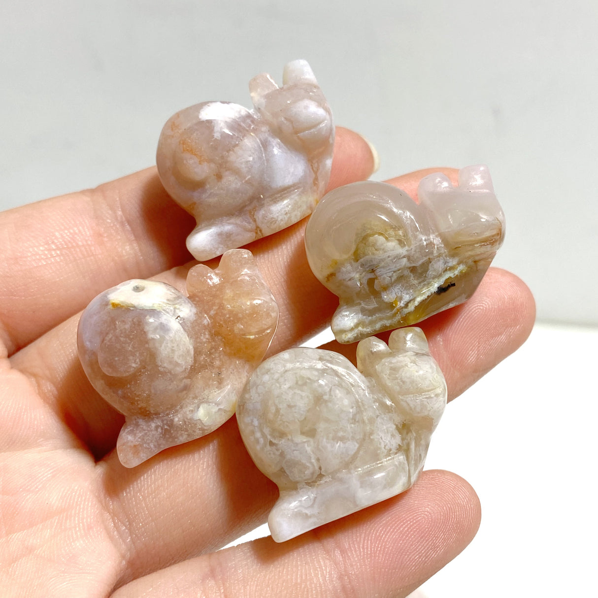 Mini Sakura Flower Agate Snail Carving Wholesale