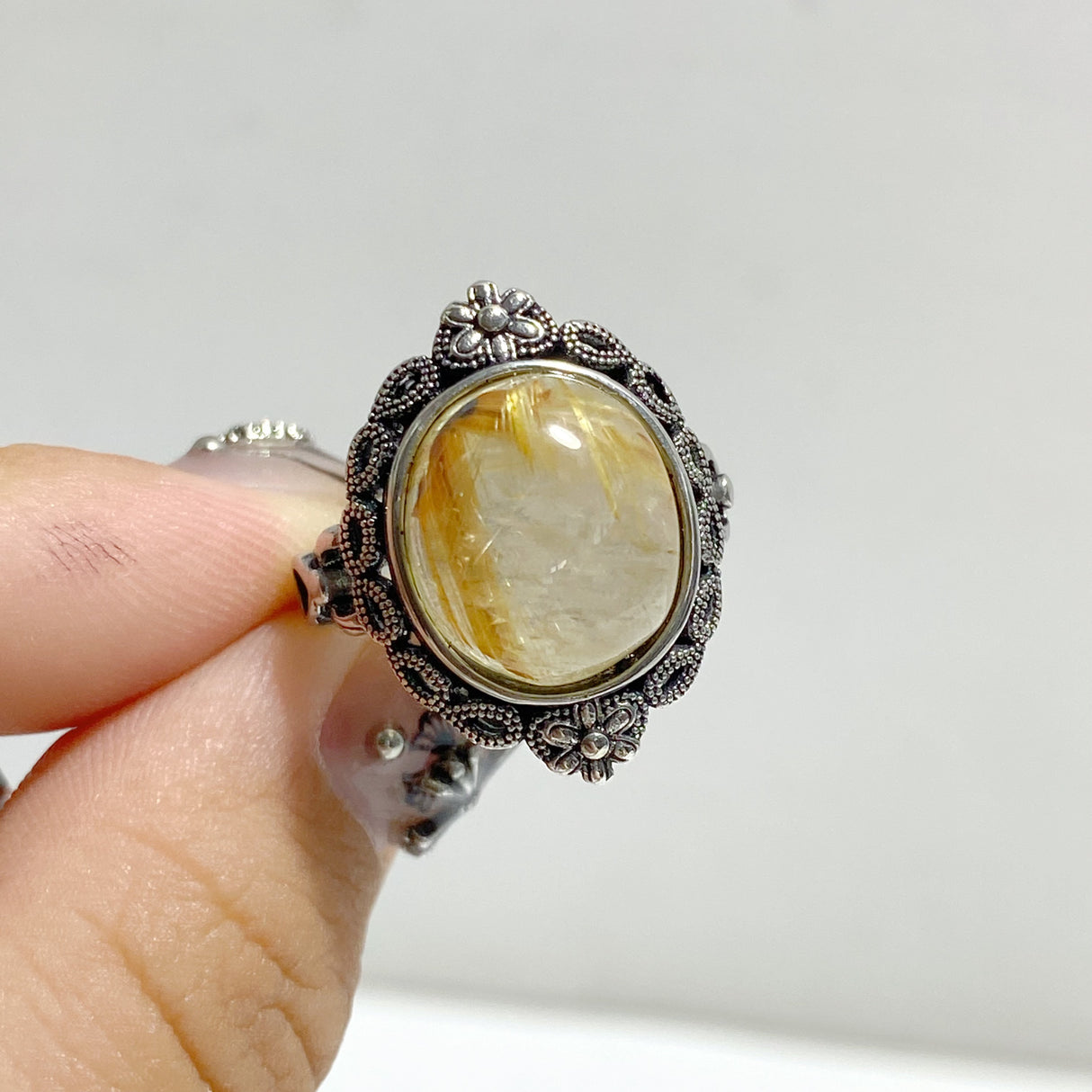 19 Pieces Golden Rutile Quartz Different Styles Rings