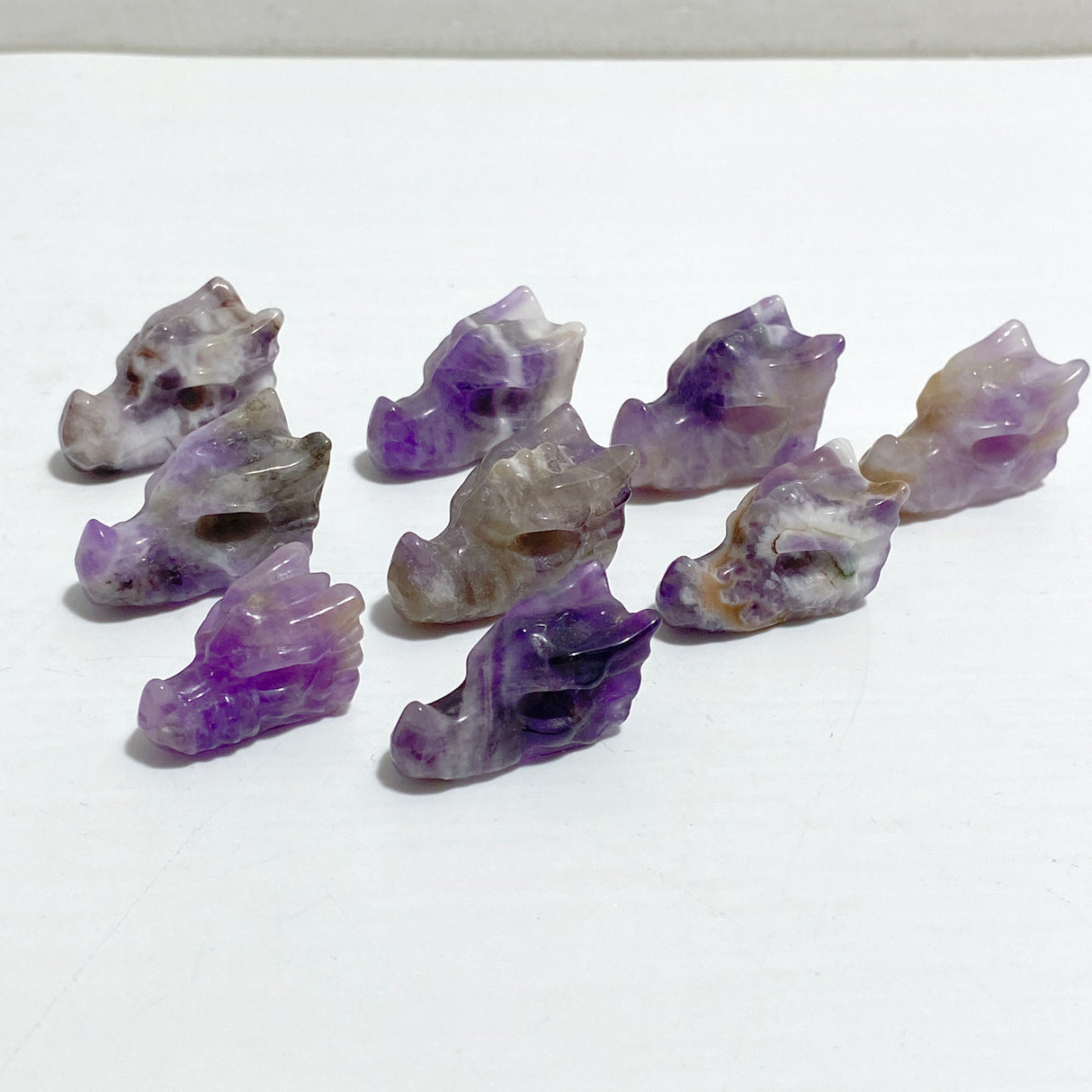 3CM Chevron Amethyst Dragon Head Carving Wholesale