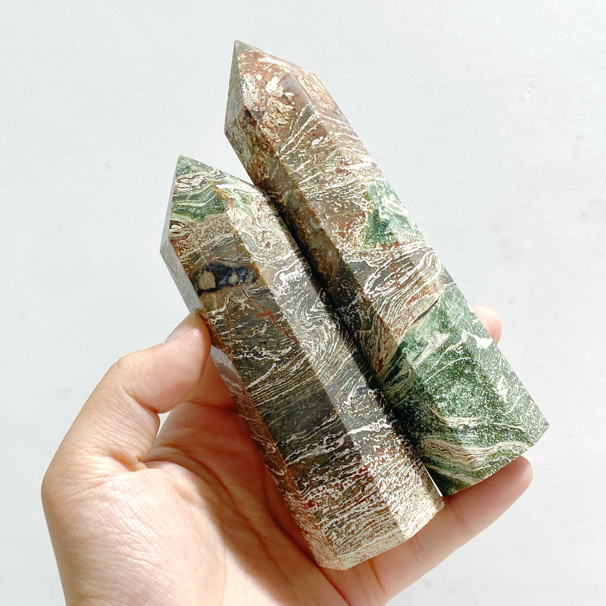 21 Pieces Green Stripe Jasper Point #2