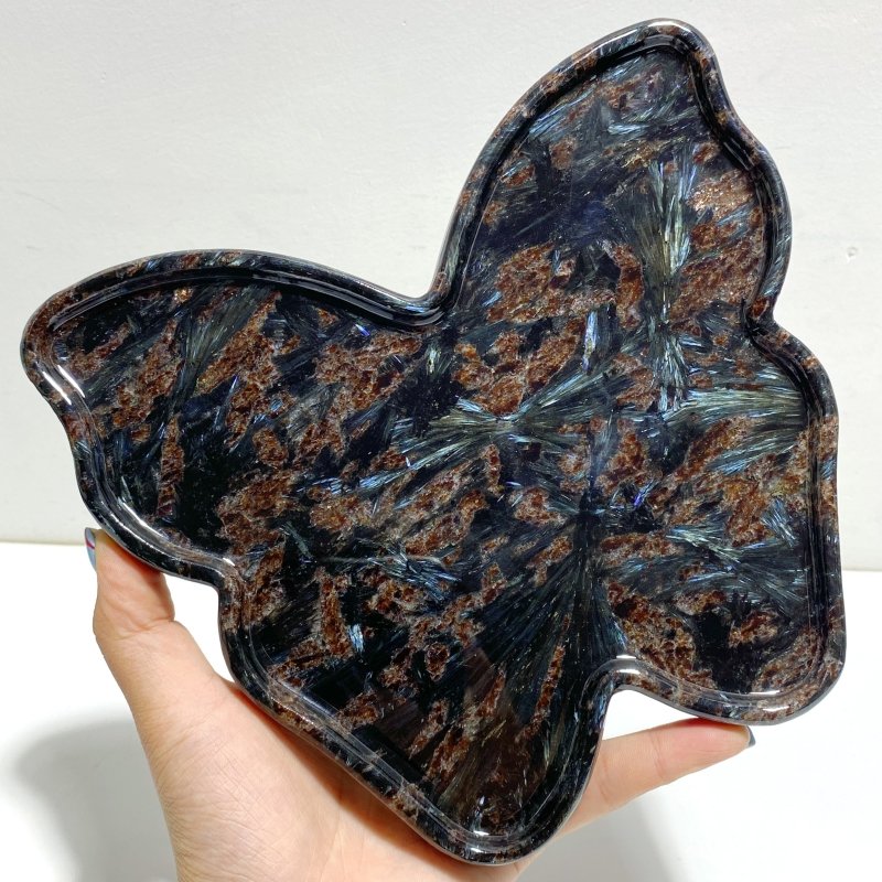 Garnet Mixed Astrophyllite Butterfly Plate Home Decor Wholesale - Wholesale Crystals