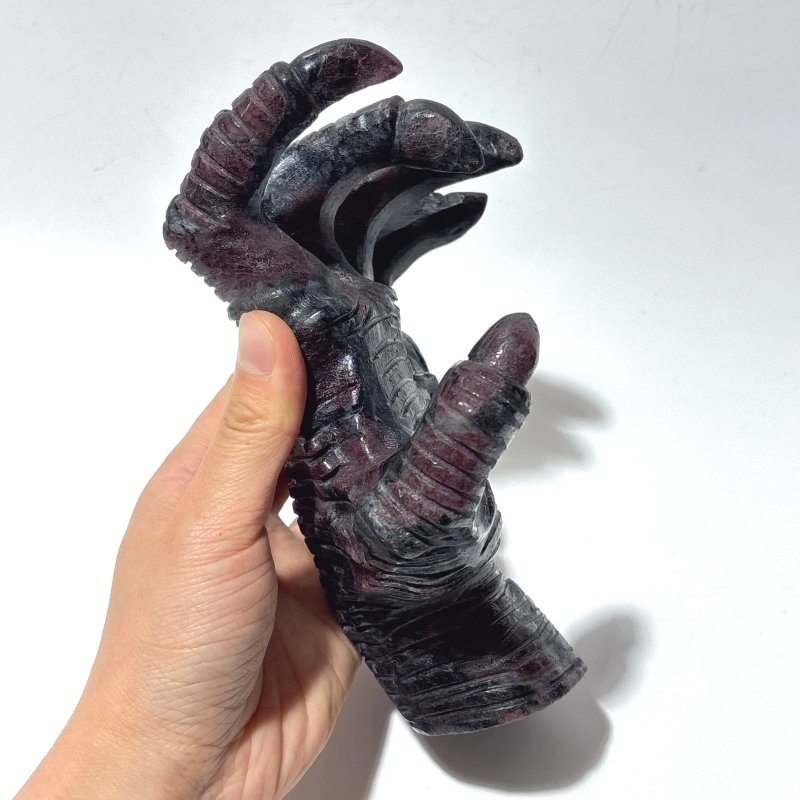Garnet Mixed Astrophyllite Witchcore Demon Hand Carving -Wholesale Crystals