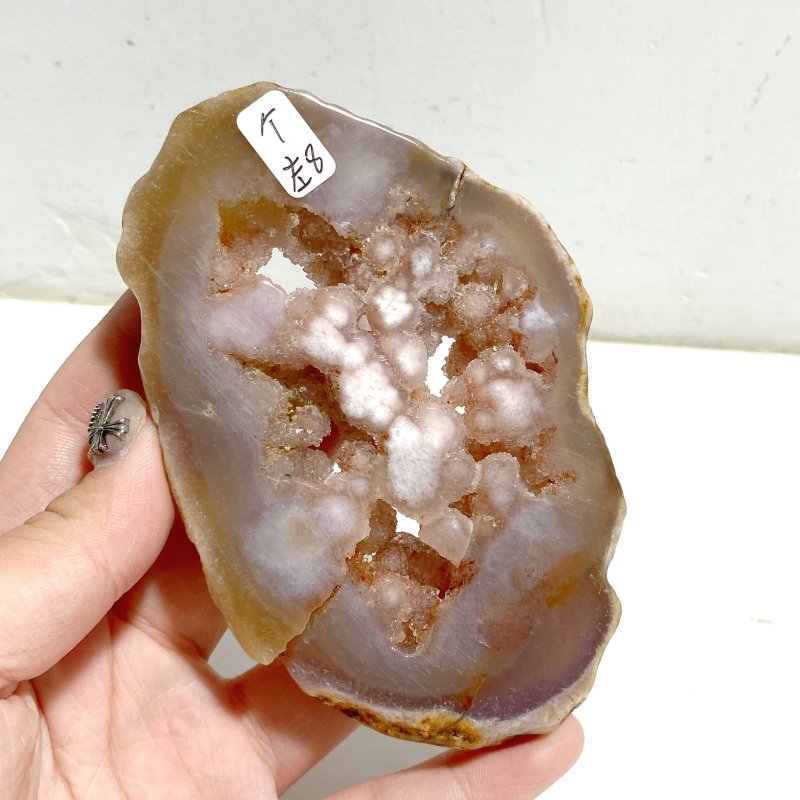 Geode Pink Amethyst Slab Butterfly Wing Carving With Stand -Wholesale Crystals